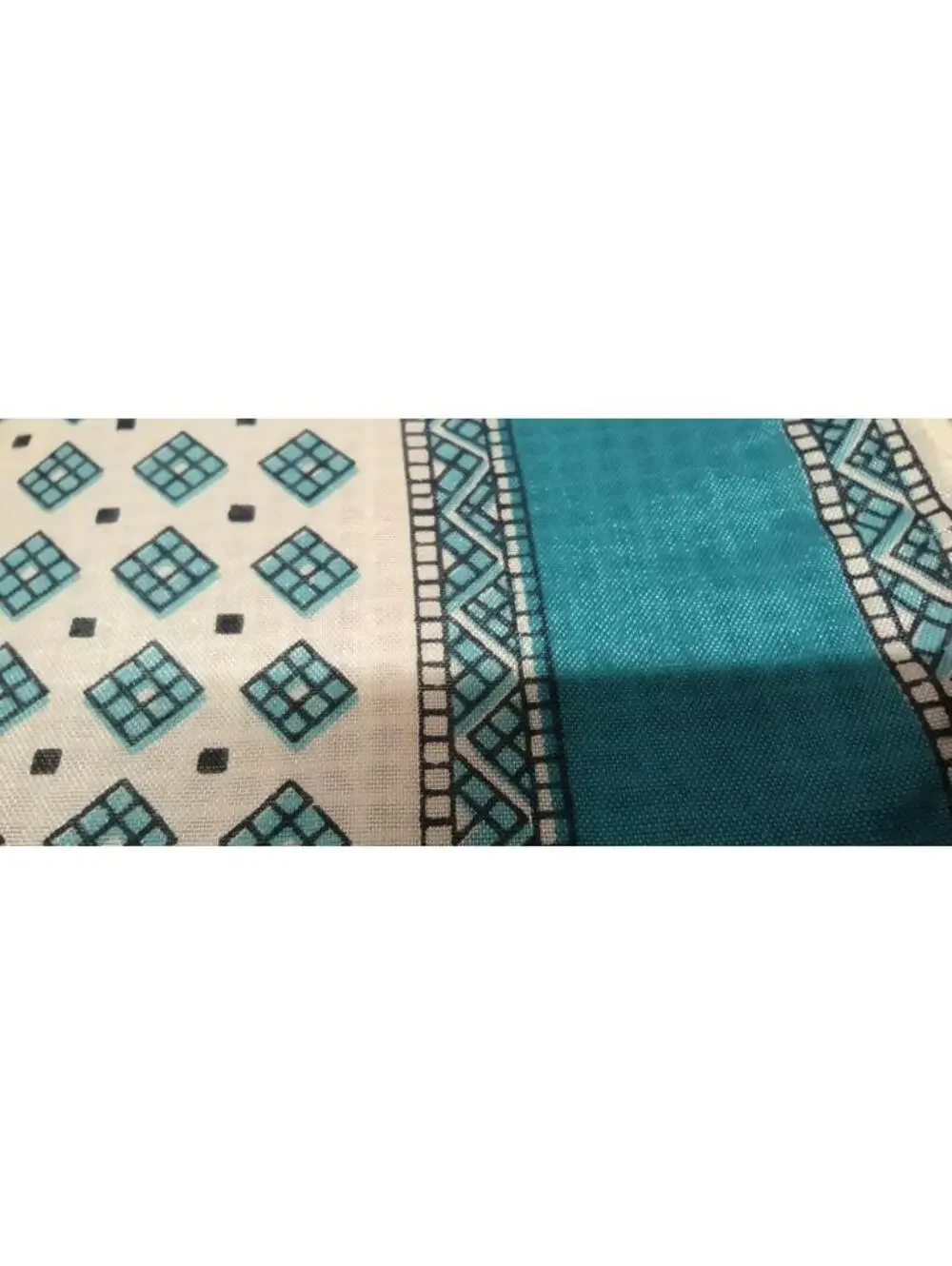 Vintage 1950s Neck Scarf Tiny Tetris Squares Teal Turquoise Rayon Unisex Scarf